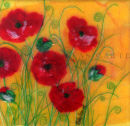 'Jolly Poppy' Original Tissue Paper Collage On Canvas